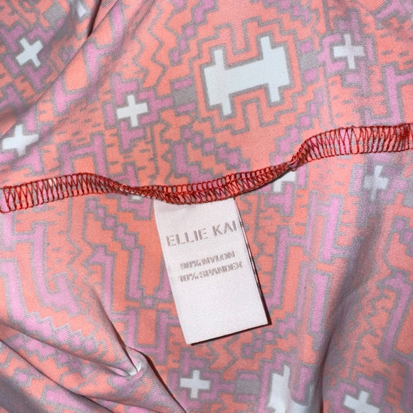 Ellie Kai XS Orange Turquoise Southwestern Geometric Stretch PERFORMANCE Dress - Picture 9 of 10